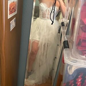 White ruffle gown - never worn